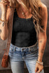 Textured Square Neck Sleeveless Fitted Tank Top