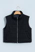 Textured Stand Neck Zip Up Padded Lined Quilted Vest