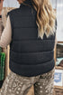 Textured Stand Neck Zip Up Padded Lined Quilted Vest