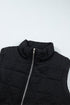 Textured Stand Neck Zip Up Padded Lined Quilted Vest