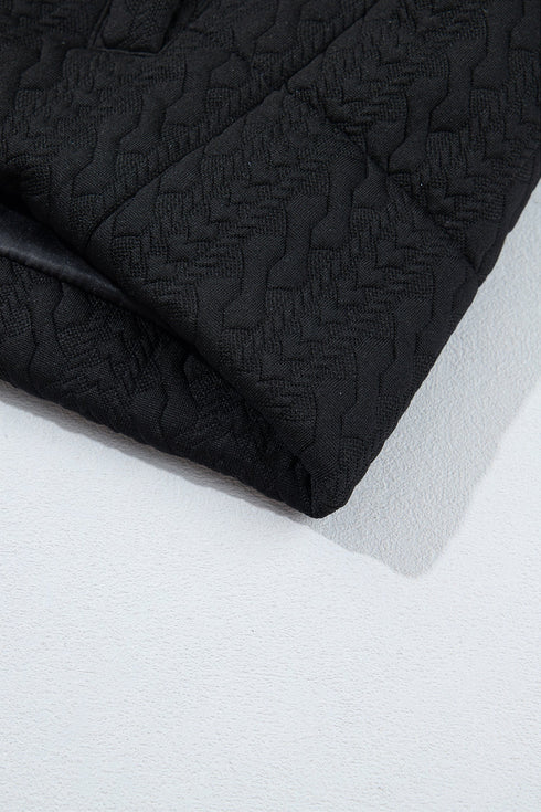 Textured Stand Neck Zip Up Padded Lined Quilted Vest