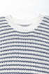 Textured Stitch Short Sleeve Striped Knit Sweater