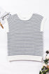 Textured Stitch Short Sleeve Striped Knit Sweater
