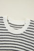 Textured Stitch Short Sleeve Striped Knit Sweater