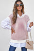 Textured Stitch Short Sleeve Striped Knit Sweater
