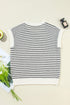 Textured Stitch Short Sleeve Striped Knit Sweater