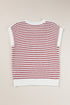 Textured Stitch Short Sleeve Striped Knit Sweater