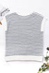 Textured Stitch Short Sleeve Striped Knit Sweater