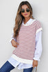 Textured Stitch Short Sleeve Striped Knit Sweater