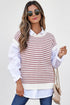 Textured Stitch Short Sleeve Striped Knit Sweater