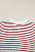 Textured Stitch Short Sleeve Striped Knit Sweater