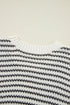 Textured Stitch Short Sleeve Striped Knit Sweater