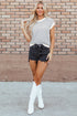 Textured Stitch Short Sleeve Striped Knit Sweater