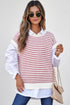 Textured Stitch Short Sleeve Striped Knit Sweater