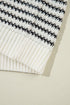 Textured Stitch Short Sleeve Striped Knit Sweater
