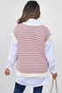 Textured Stitch Short Sleeve Striped Knit Sweater