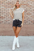 Textured Stitch Short Sleeve Striped Knit Sweater