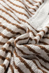 Textured Stripe Buttoned V Neck Hooded Long Sleeve Top