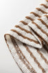 Textured Stripe Buttoned V Neck Hooded Long Sleeve Top