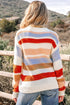 Textured Stripe Crew Neck Relaxed Fit Pullover Sweater