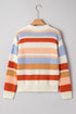 Textured Stripe Crew Neck Relaxed Fit Pullover Sweater