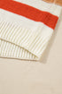 Textured Stripe Crew Neck Relaxed Fit Pullover Sweater