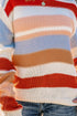 Textured Stripe Crew Neck Relaxed Fit Pullover Sweater