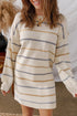 Textured Stripe Drop Shoulder Shift Sweater Dress