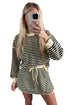 Textured Stripe Drop Shoulder Skort Two Piece Dress