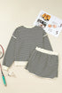 Textured Stripe Drop Shoulder Skort Two Piece Dress