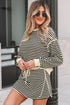 Textured Stripe Drop Shoulder Skort Two Piece Dress