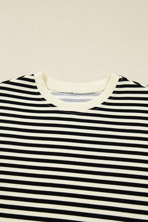 Textured Stripe Drop Shoulder Skort Two Piece Dress