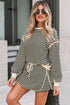 Textured Stripe Drop Shoulder Skort Two Piece Dress
