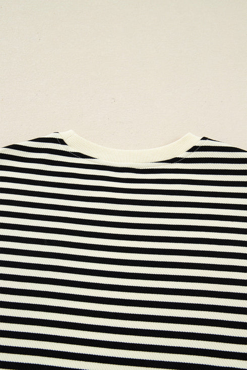 Textured Stripe Drop Shoulder Skort Two Piece Dress