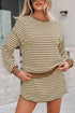 Textured Stripe Drop Shoulder Skort Two Piece Dress