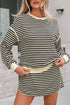 Textured Stripe Drop Shoulder Skort Two Piece Dress