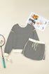 Textured Stripe Drop Shoulder Skort Two Piece Dress