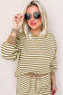 Textured Stripe Drop Shoulder Skort Two Piece Dress