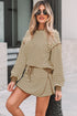 Textured Stripe Drop Shoulder Skort Two Piece Dress