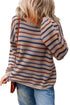 Textured Stripe Drop Shoulder Slouchy Crewneck Pullover Sweater