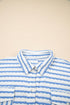 Textured Stripe Half Button Collared Long Sleeve Shirt