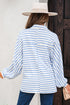 Textured Stripe Half Button Collared Long Sleeve Shirt