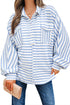 Textured Stripe Half Button Collared Long Sleeve Shirt