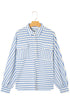 Textured Stripe Half Button Collared Long Sleeve Shirt