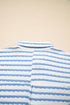Textured Stripe Half Button Collared Long Sleeve Shirt