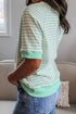 Textured Stripe Knit Round Neck Short Sleeve Tee