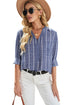 Textured Stripe Long Sleeve Button Front Henley Shirt