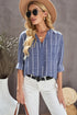 Textured Stripe Long Sleeve Button Front Henley Shirt