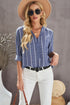 Textured Stripe Long Sleeve Button Front Henley Shirt