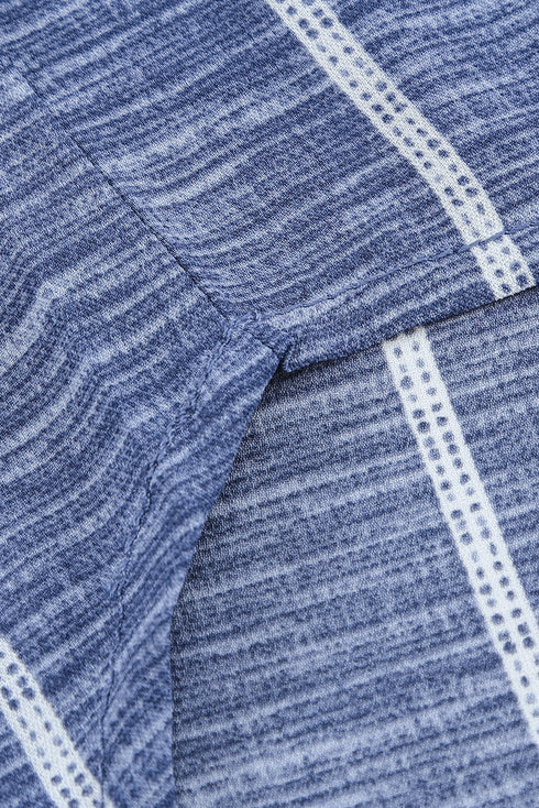 Textured Stripe Long Sleeve Button Front Henley Shirt